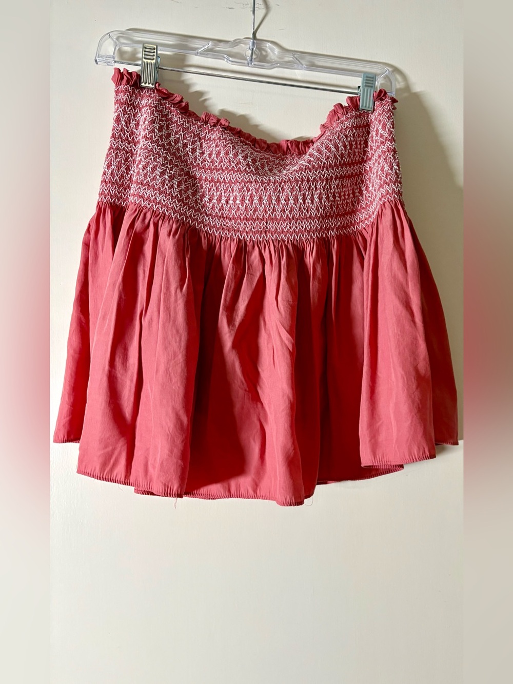 Mustard Seed Coral Pink Smocked Waist Skater Skirt